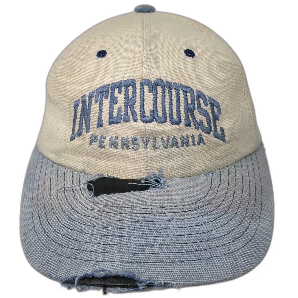 Yupoong Baseball Cap Beige Blue One Size Intercourse Pennsylvania Embroidered